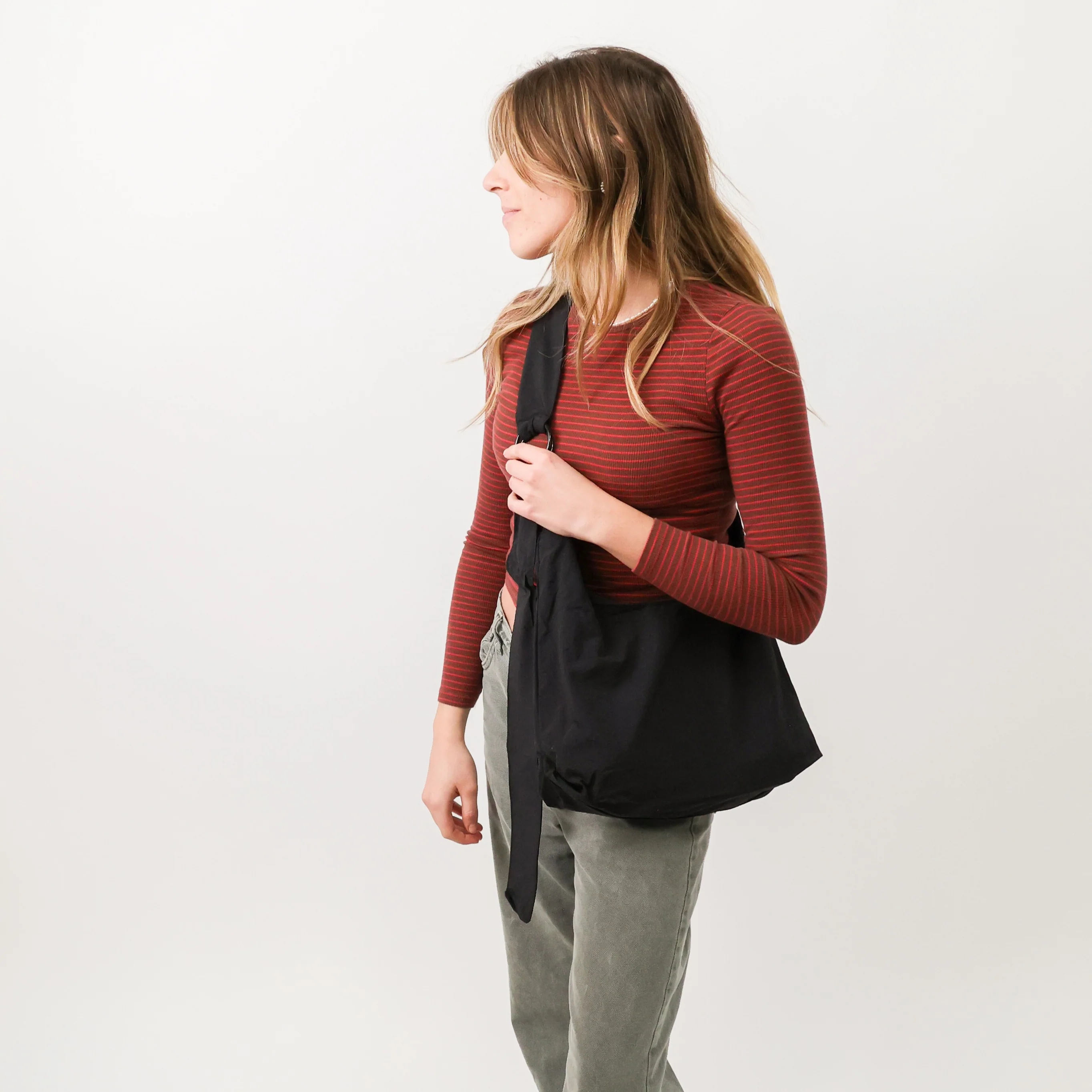 Black - Small Slouchy Shoulder Bag - Image 6