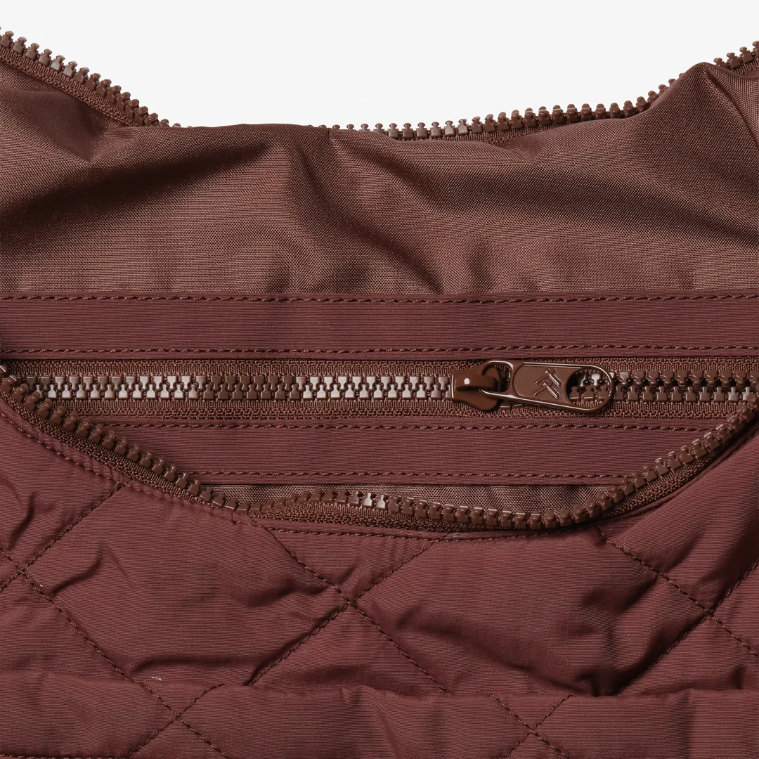 Chocolate Quilted - Large Slouchy Shoulder Bag - Image 3