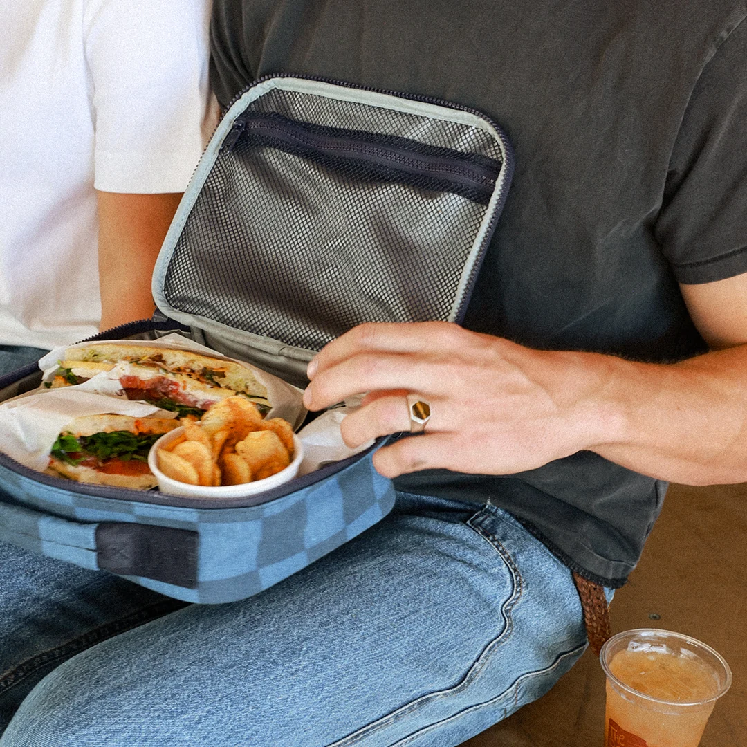 Denim Check - Insulated Lunch Bag - Image 3
