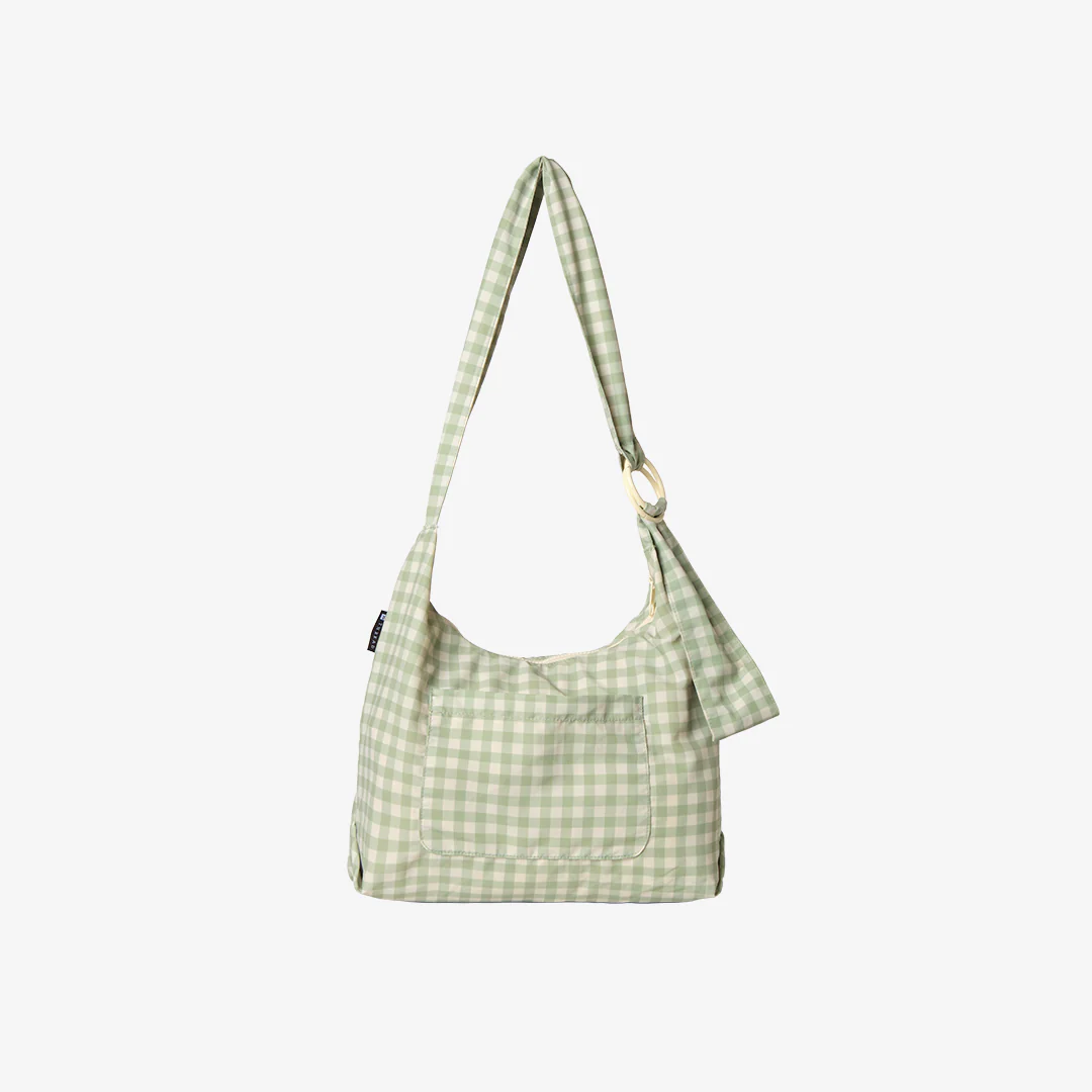 Green Gingham - Small Slouchy Shoulder Bag