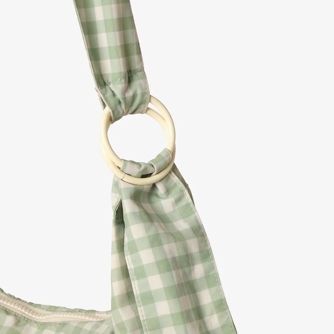 Green Gingham - Small Slouchy Shoulder Bag - Image 3