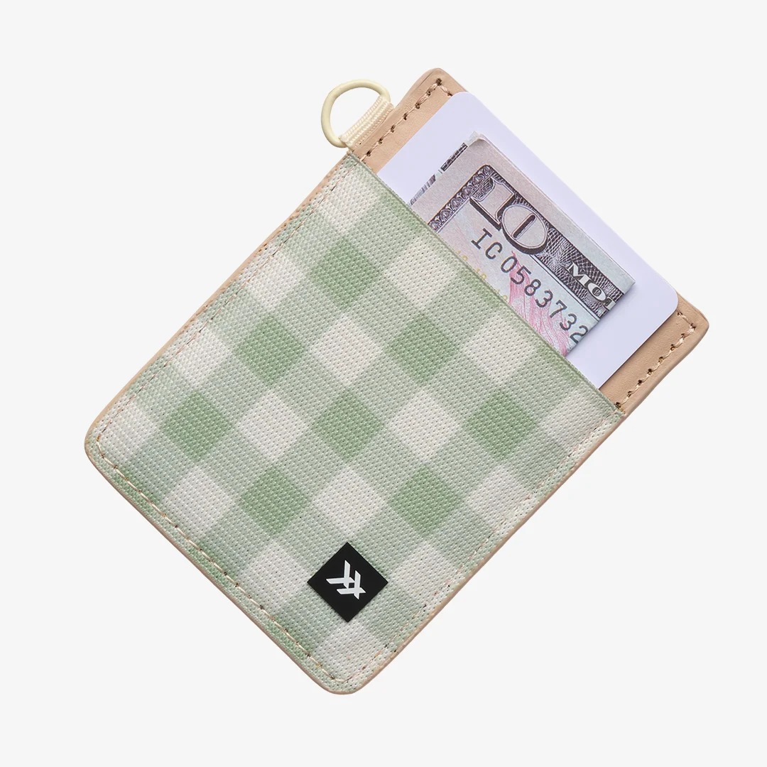 Green Gingham - Vertical Leather Wallet - Image 3