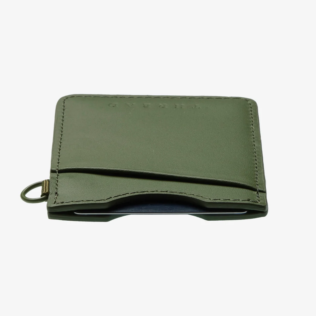 Olive - Vertical Leather Wallet - Image 4