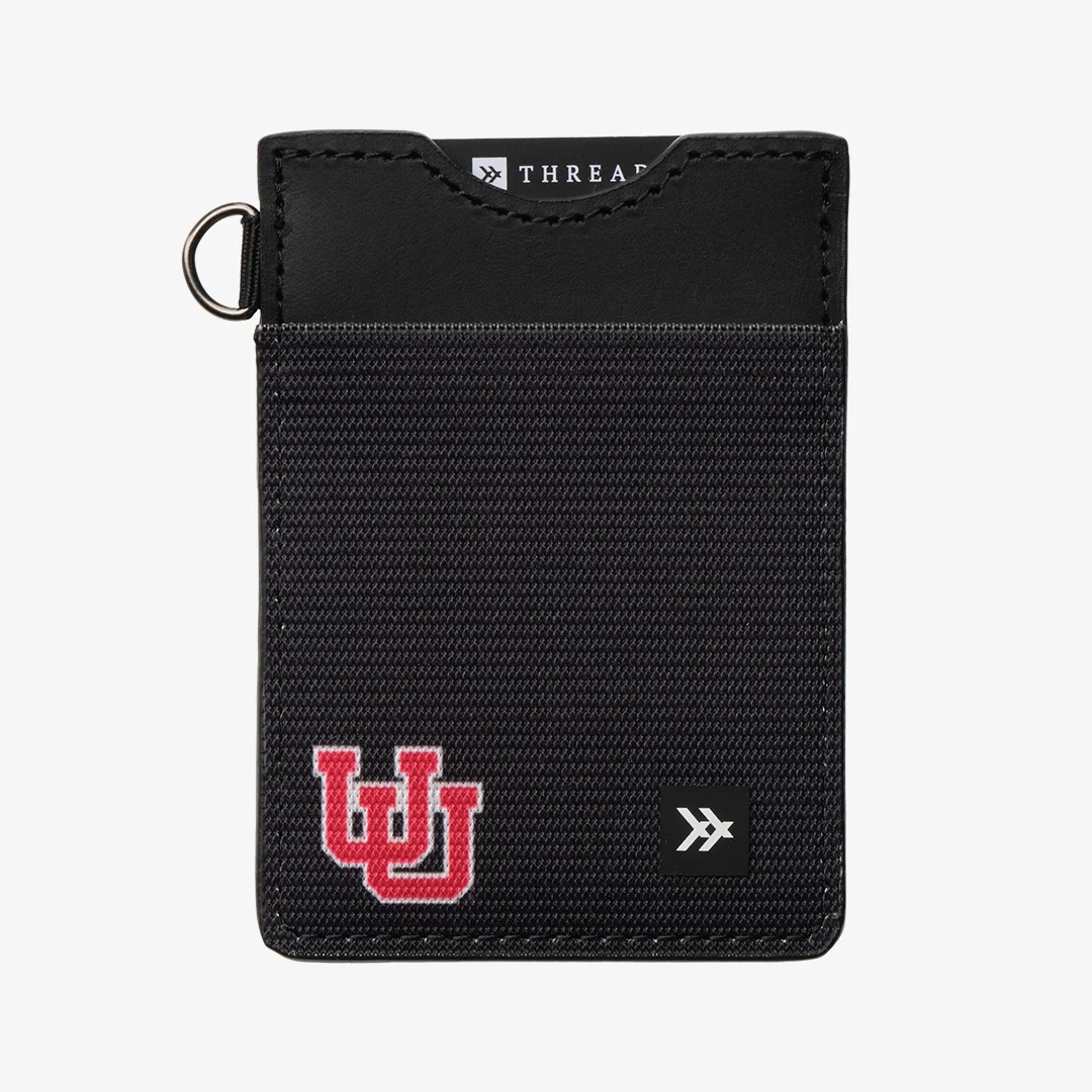 UofU Interlocking Black - Vertical Leather Wallet